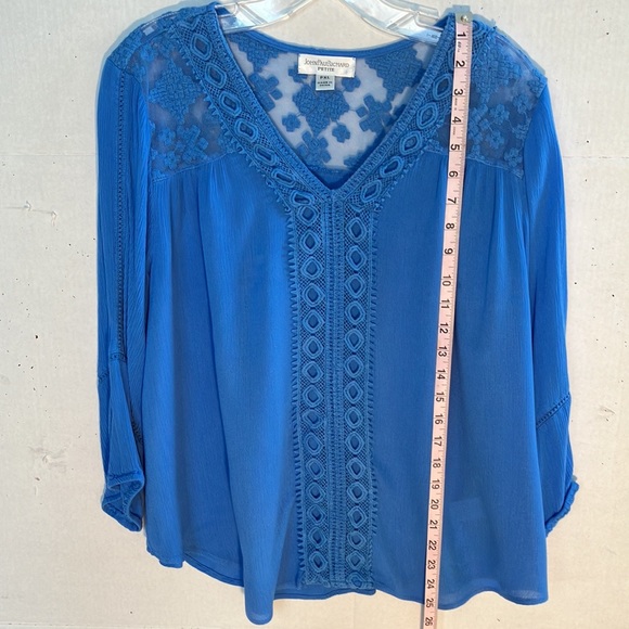 JohnPaulRichard Petites gauze and lace blouse china blue size petite XL - Picture 9 of 16